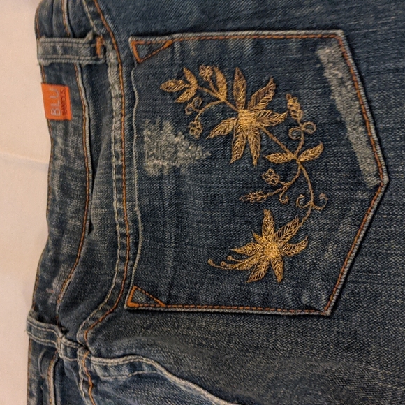 Gold Floral Embroidered Jeans, 31x34 BLU JEANIOUS. - Picture 7 of 11